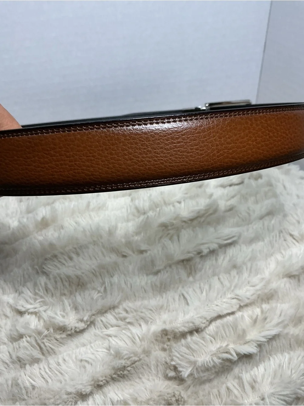 Men’s Classic Brown Bonded Leather Dress Belt Size 32/80 Silver Buckle NWOT